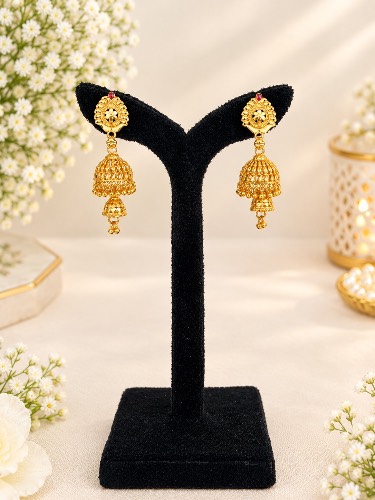 Gold Plated Jhumka Earring — Earring, RW2960
