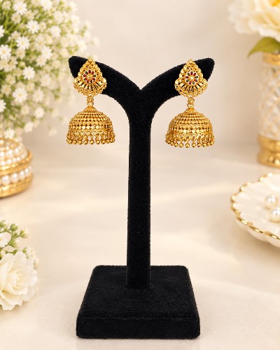 Gold Plated Jhumka Earring — Earring, RW2959