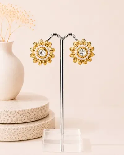 Gold Plated Stud Earring — Earring, RW1886